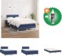 VidaXL Boxspringbed Blauw 203 x 120 x 118 128 cm Duurzaam Verstelbaar hoofdbord Pocketvering matras Middelharde ondersteuning Huidvriendelijk topmatras Multifunctioneel bankje Inclusief montagehandleiding Bed Inclusief Reiniger - Thumbnail 1