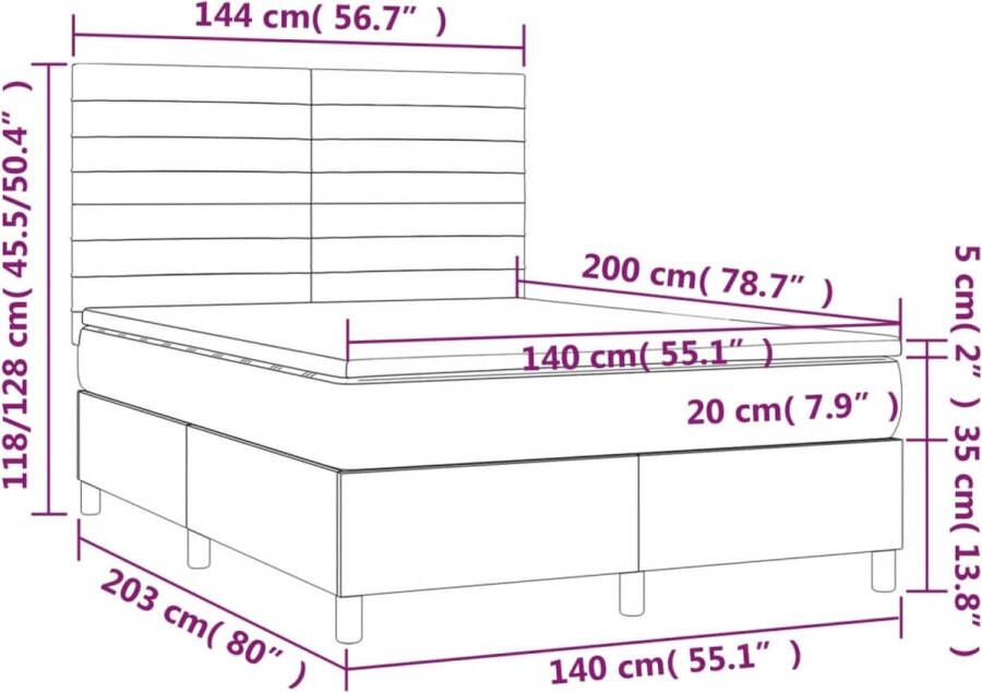 VidaXL -Boxspring-met-matras-stof-blauw-140x200-cm - Foto 2