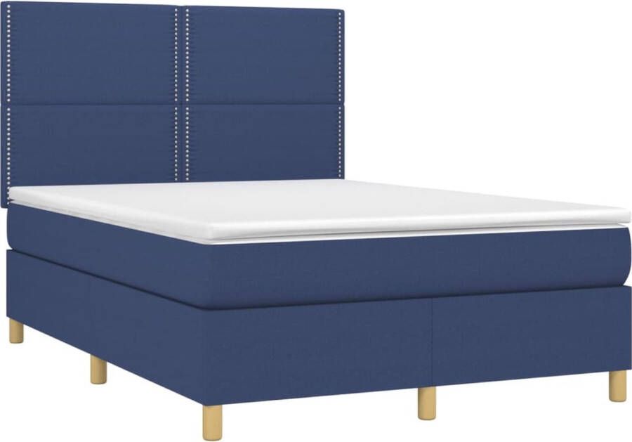 VidaXL -Boxspring-met-matras-stof-blauw-140x200-cm - Foto 3