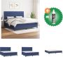 VidaXL Boxspringbed Pocketvering 203x200x118 128 cm Blauw Inclusief matras en topmatras Bed Inclusief Reiniger - Thumbnail 1