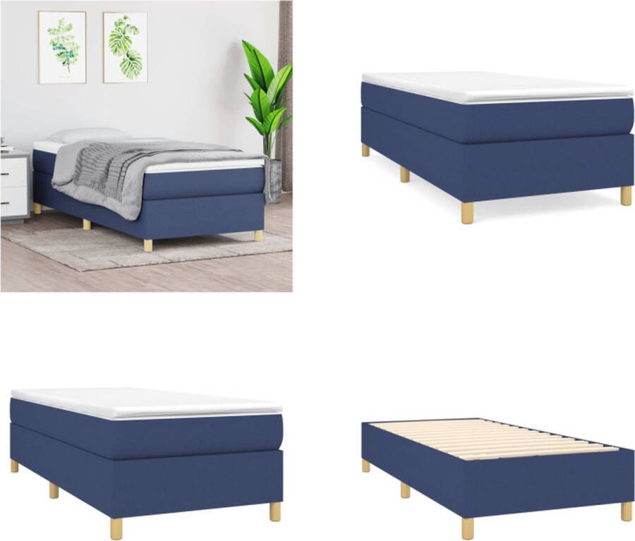 The Living Store Boxspringbed Blauw 203 x 83 x 118 128 cm Pocketvering matras Middelharde ondersteuning Huidvriendelijk topmatras Multifunctioneel bankje Boxspringbed Boxspring Tweepersoonsbed Slaapcomfort Matras - Foto 5