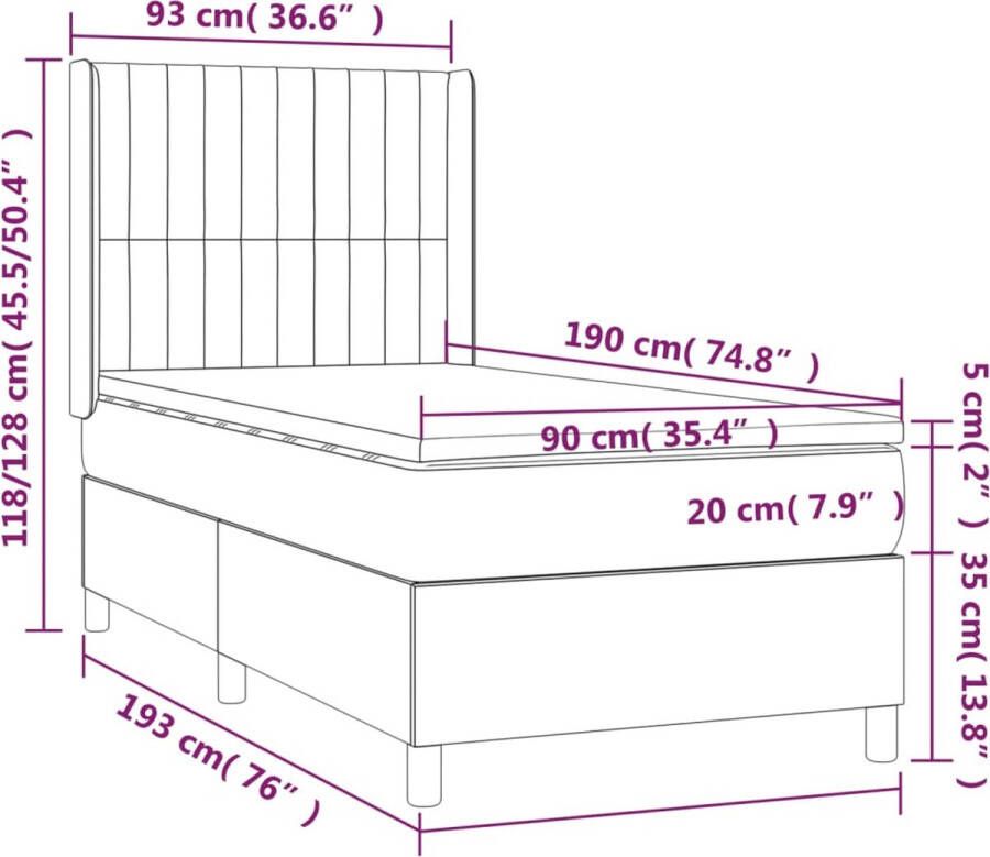 VidaXL -Boxspring-met-matras-stof-blauw-90x190-cm - Foto 2