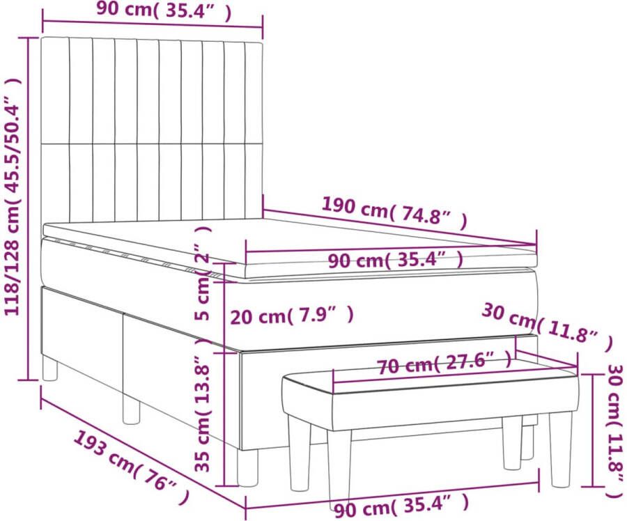 VidaXL -Boxspring-met-matras-stof-blauw-90x190-cm - Foto 3