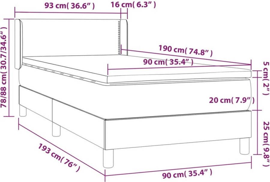 VIDAXL Boxspring met matras stof blauw 90x190 cm - Foto 4