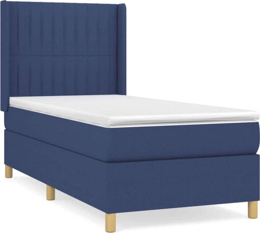 VidaXL -Boxspring-met-matras-stof-blauw-90x190-cm