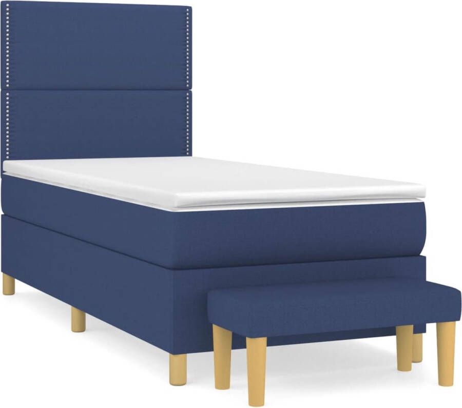 VidaXL -Boxspring-met-matras-stof-blauw-90x190-cm - Foto 2