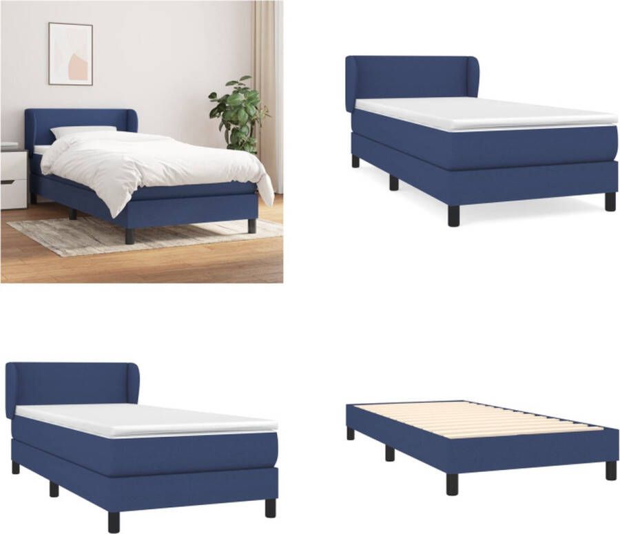 VidaXL Boxspring met matras stof blauw 90x190 cm Boxspring Boxsprings Bed Slaapmeubel