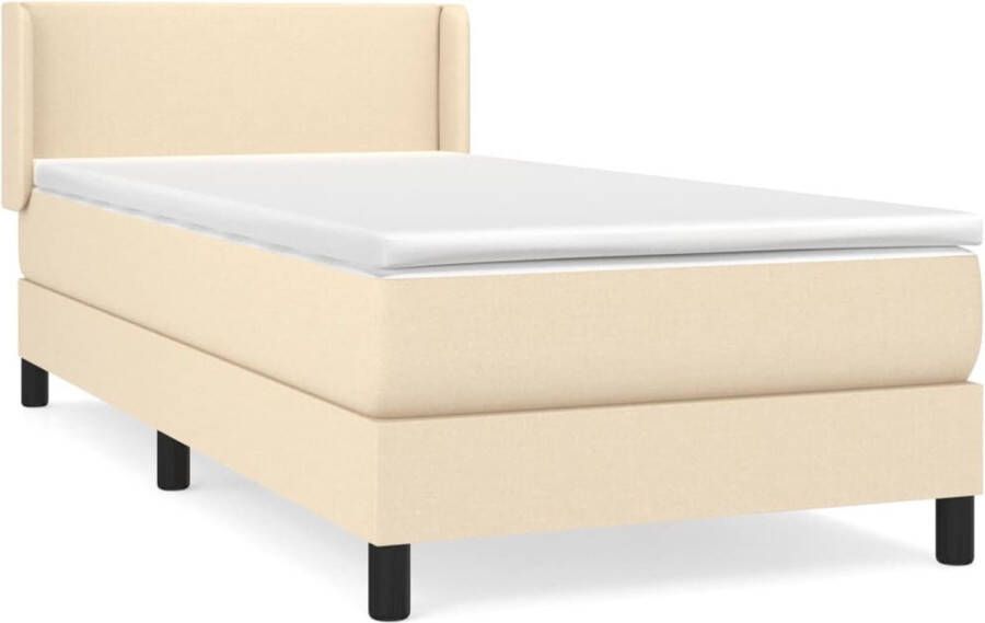 VidaXL Boxspring met matras stof crÃ¨mekleurig 140x190 cm