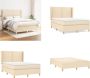 VidaXL Boxspring met matras stof crèmekleurig 140x190 cm Boxspring Boxsprings Bed Slaapmeubel - Thumbnail 2