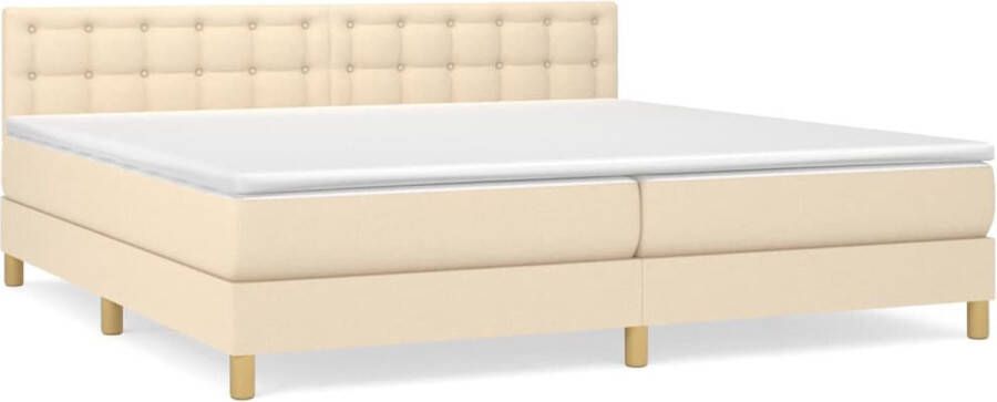 VidaXL Boxspring met matras stof crÃ¨mekleurig 200x200 cm