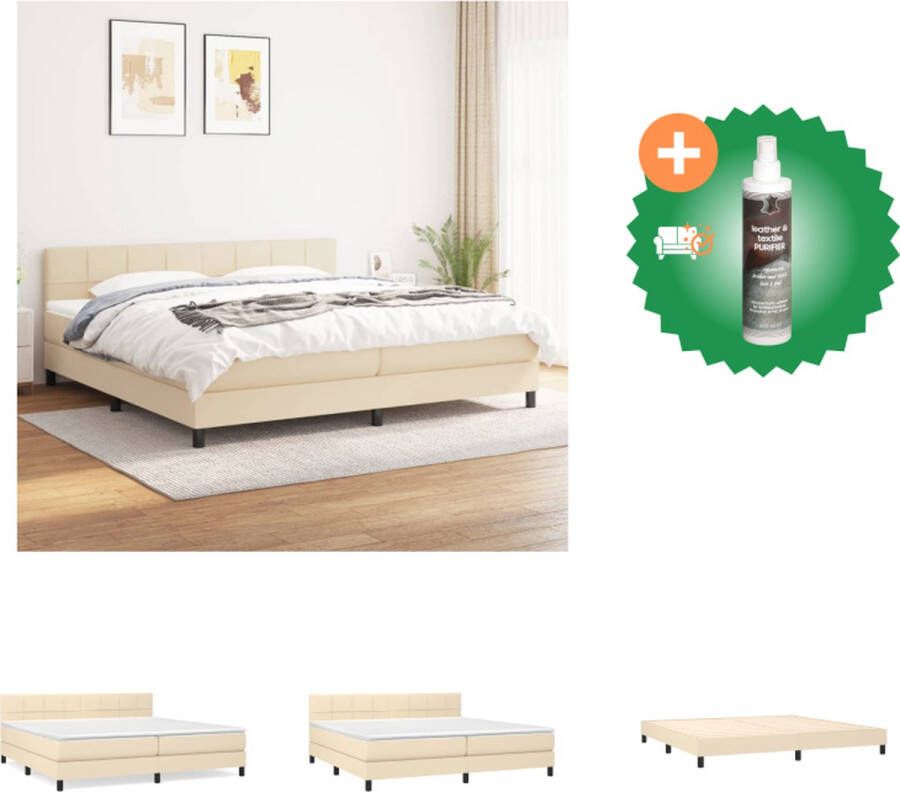 VidaXL Boxspringbed s Bedframe Crème 203 x 200 x 25 cm Pocketvering matras Middelharde ondersteuning Huidvriendelijk topmatras Multiplex lattenbodem Levering inclusief montagehandleiding Bed Inclusief Reiniger