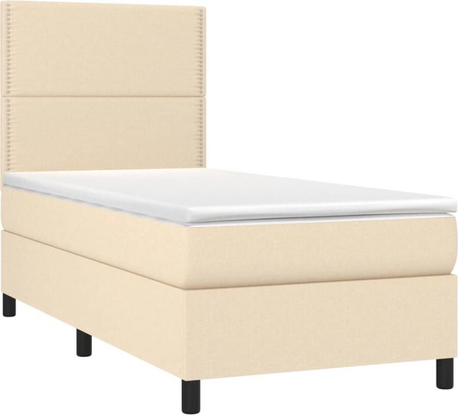 VidaXL Boxspring met matras stof crÃ¨mekleurig 90x200 cm - Foto 3