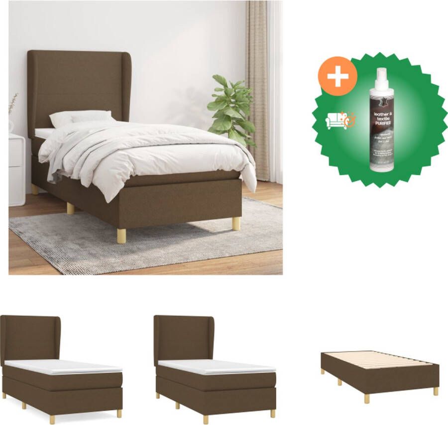 VidaXL Boxspring met matras stof donkerbruin 100x200 cm Bed Inclusief Reiniger
