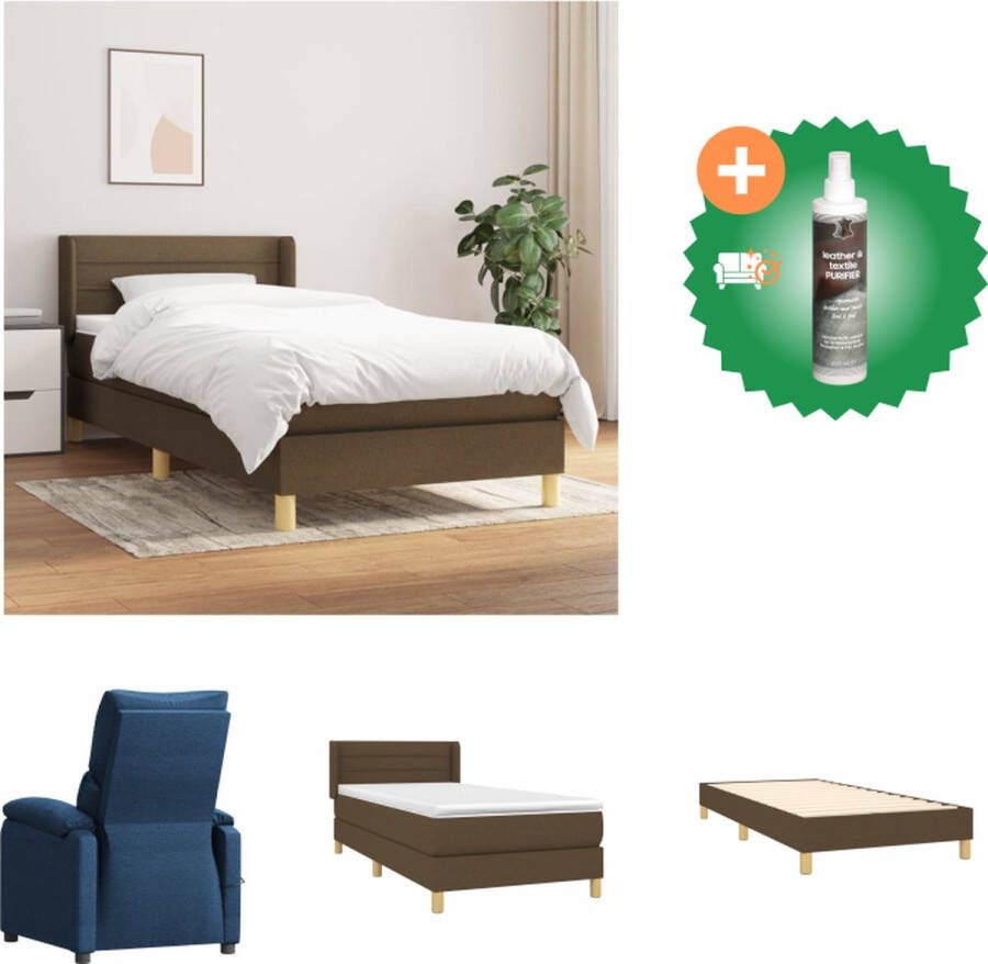 VidaXL Boxspringbed donkerbruin 203 x 103 x 118 128 cm pocketvering matras middelharde ondersteuning huidvriendelijk topmatras montagehandleiding Bed Inclusief Reiniger
