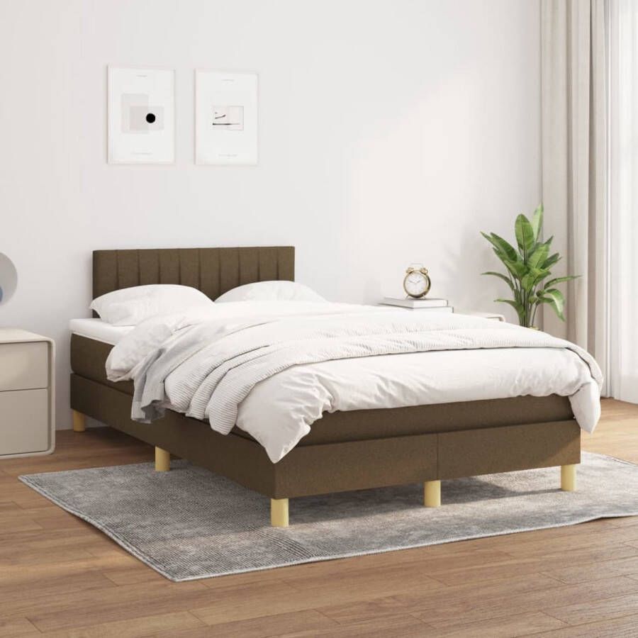VidaXL -Boxspring-met-matras-stof-donkerbruin-120x200-cm - Foto 2