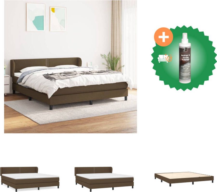 VidaXL Boxspringbed Donkerbruin 203 x 180 x 35 cm Pocketvering matras Middelharde ondersteuning Huidvriendelijk topmatras Multiplex lattenbodem Inclusief montagehandleiding Bed Inclusief Reiniger - Foto 2