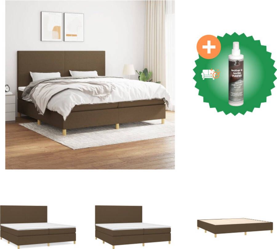 VidaXL Boxspring met matras stof donkerbruin 200x200 cm Bed Inclusief Reiniger