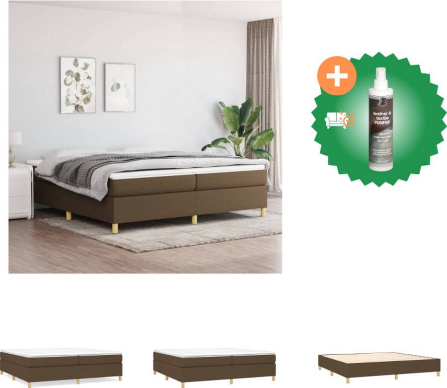 VidaXL Boxspring met matras stof donkerbruin 200x200 cm Bed Inclusief Reiniger - Foto 2