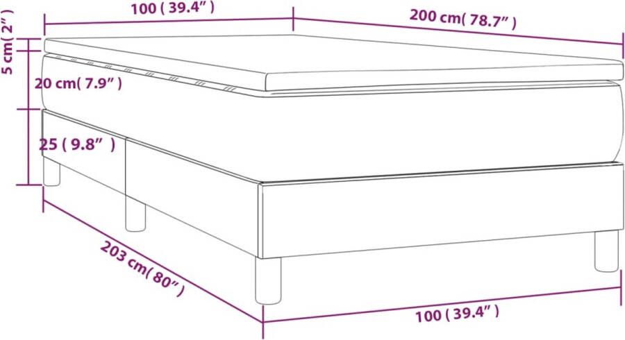 Vida XL Boxspring met matras stof donkergrijs 100x200 cm SKU: V3144054