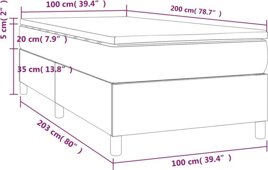 Vida XL Boxspring met matras stof donkergrijs 100x200 cm SKU: V3144400