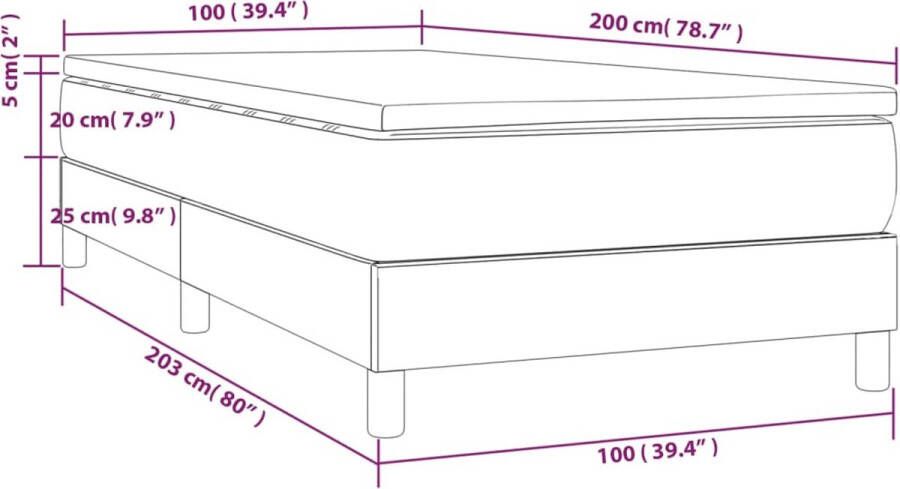 Vida XL Boxspring met matras stof donkergrijs 100x200 cm SKU: V3144152 - Foto 1