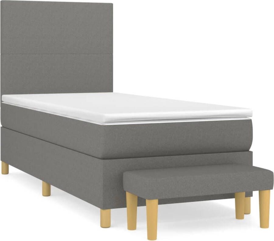 Vida XL Boxspring met matras stof donkergrijs 100x200 cm SKU: V3136814