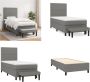 VidaXL Boxspring met matras stof donkergrijs 100x200 cm Boxspring Boxsprings Pocketveringbed Bed - Thumbnail 1