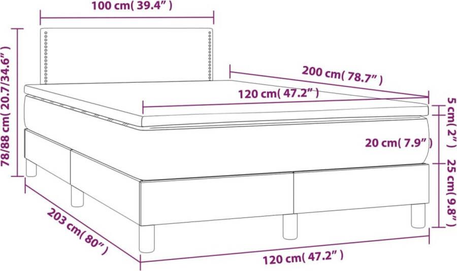 VidaXL -Boxspring-met-matras-stof-donkergrijs-120x200-cm - Foto 1