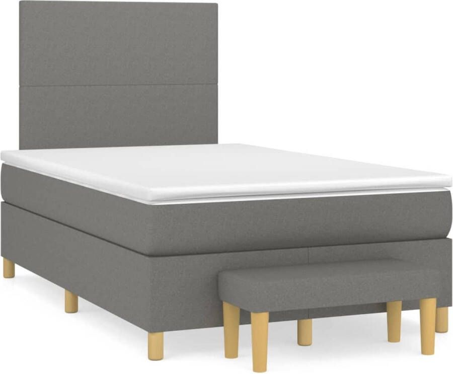 Vida XL Boxspring met matras stof donkergrijs 120x200 cm SKU: V3136822 - Foto 3