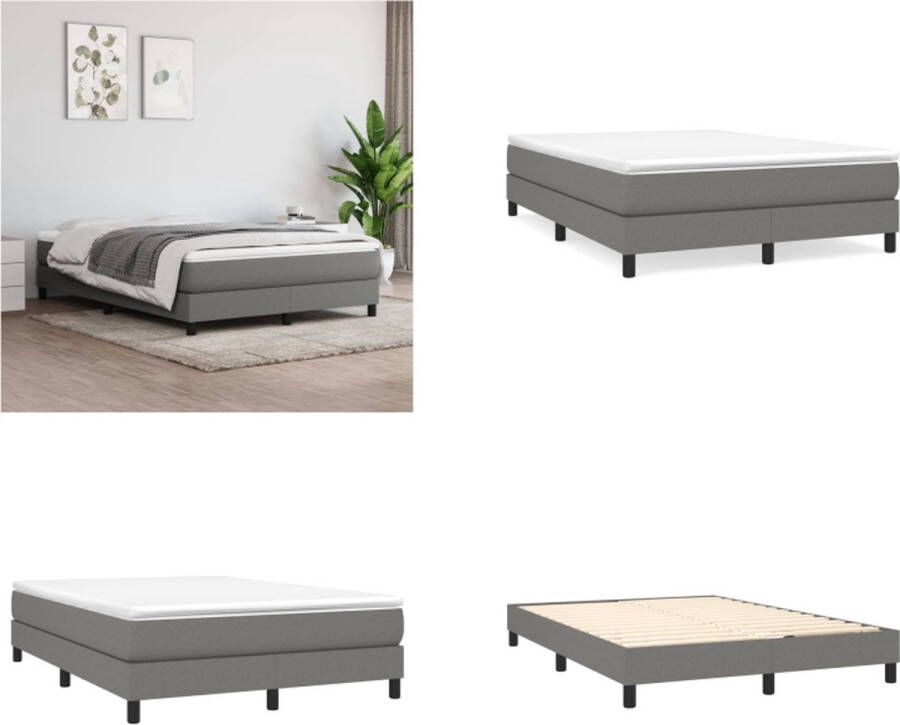 vidaXL Boxspring met matras stof donkergrijs 140x200 cm Boxspring Boxsprings Bed Slaapmeubel