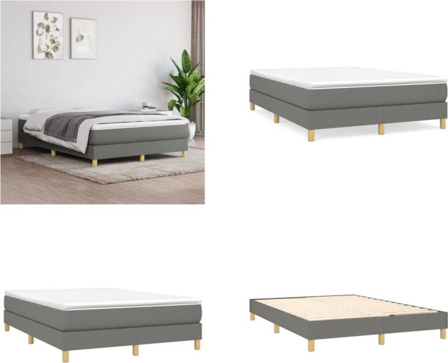 vidaXL Boxspring met matras stof donkergrijs 140x200 cm Boxspring Boxsprings Bed Slaapmeubel