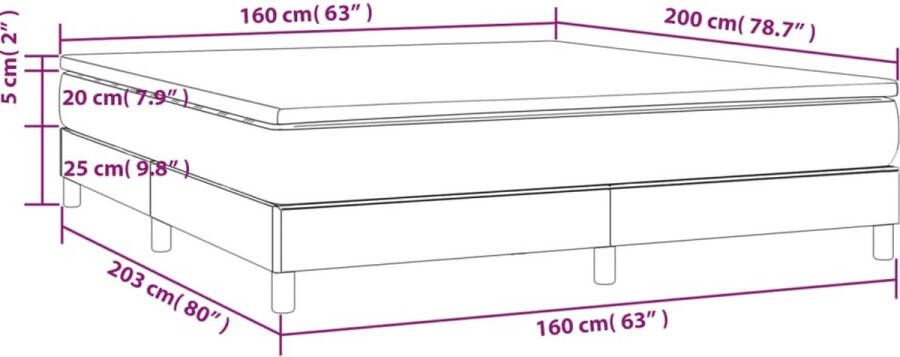 Vida XL Boxspring met matras stof donkergrijs 160x200 cm SKU: V3144184 - Foto 4