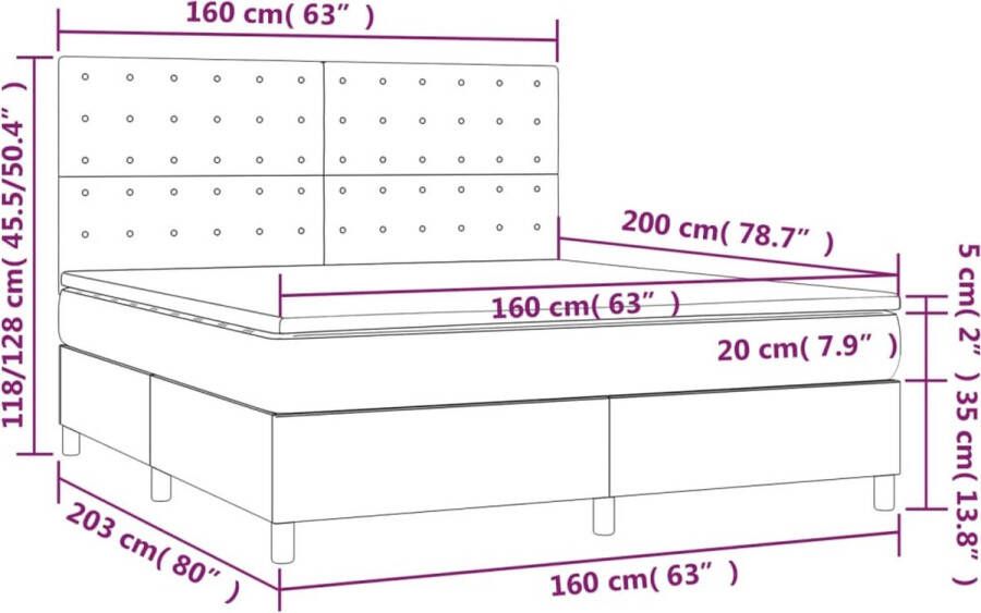 VidaXL -Boxspring-met-matras-stof-donkergrijs-160x200-cm