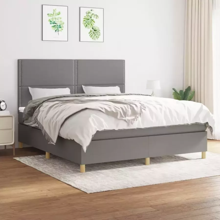 VidaXL -Boxspring-met-matras-stof-donkergrijs-160x200-cm - Foto 3