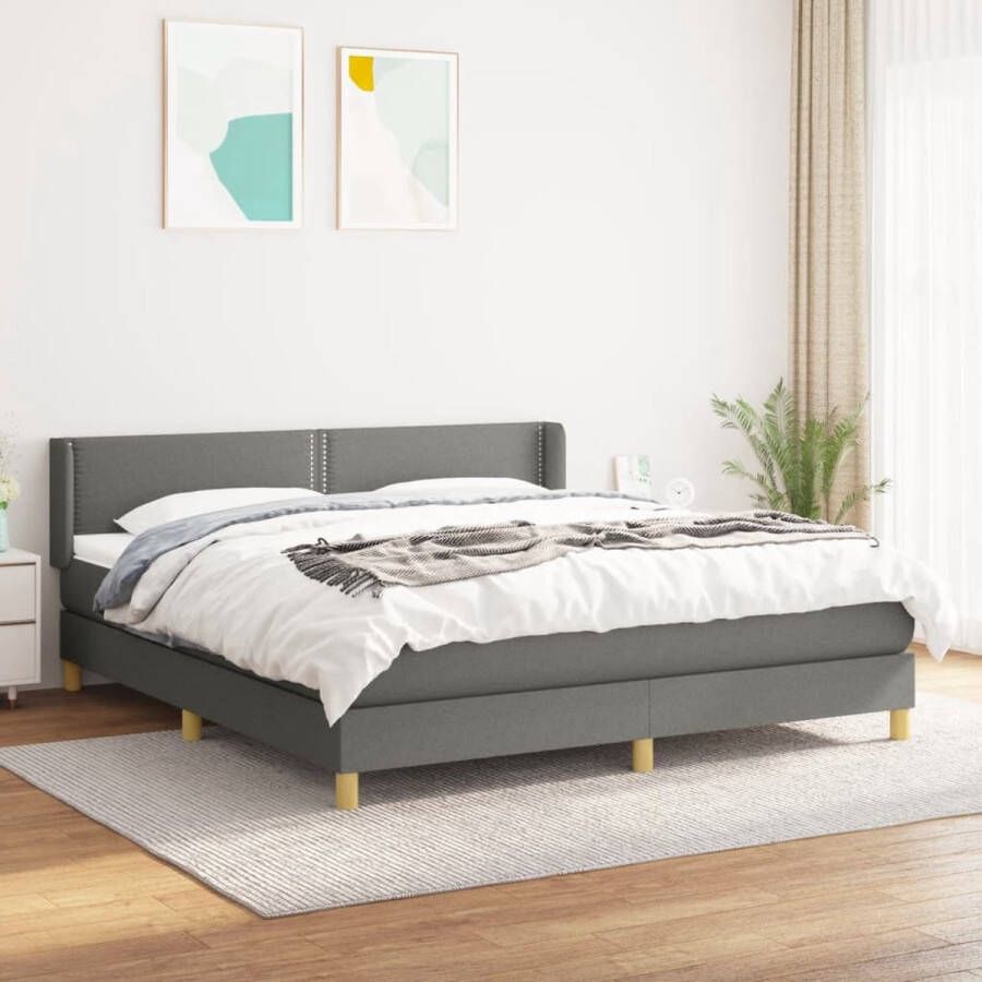 VidaXL -Boxspring-met-matras-stof-donkergrijs-160x200-cm - Foto 3