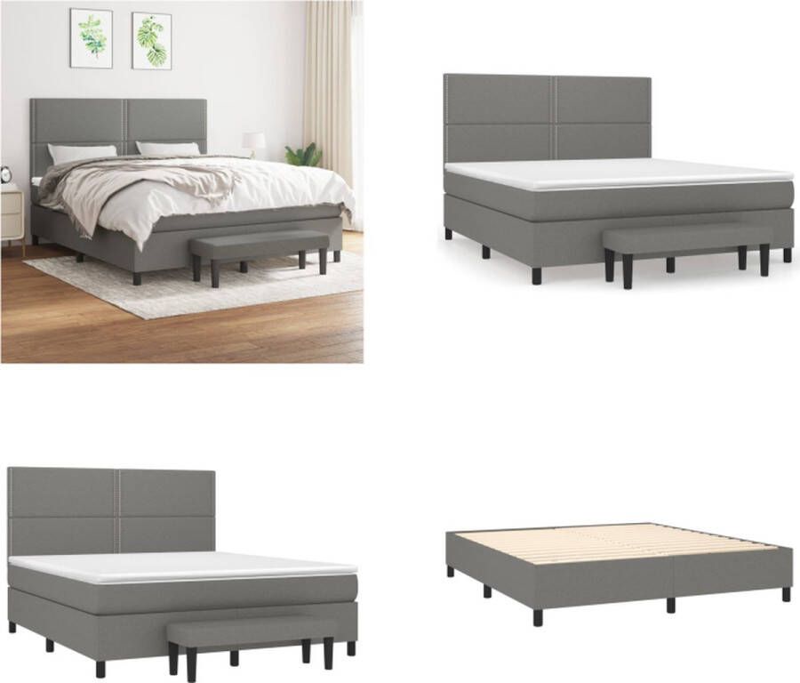 vidaXL Boxspring met matras stof donkergrijs 160x200 cm Boxspring Boxsprings Pocketveringbed Bed