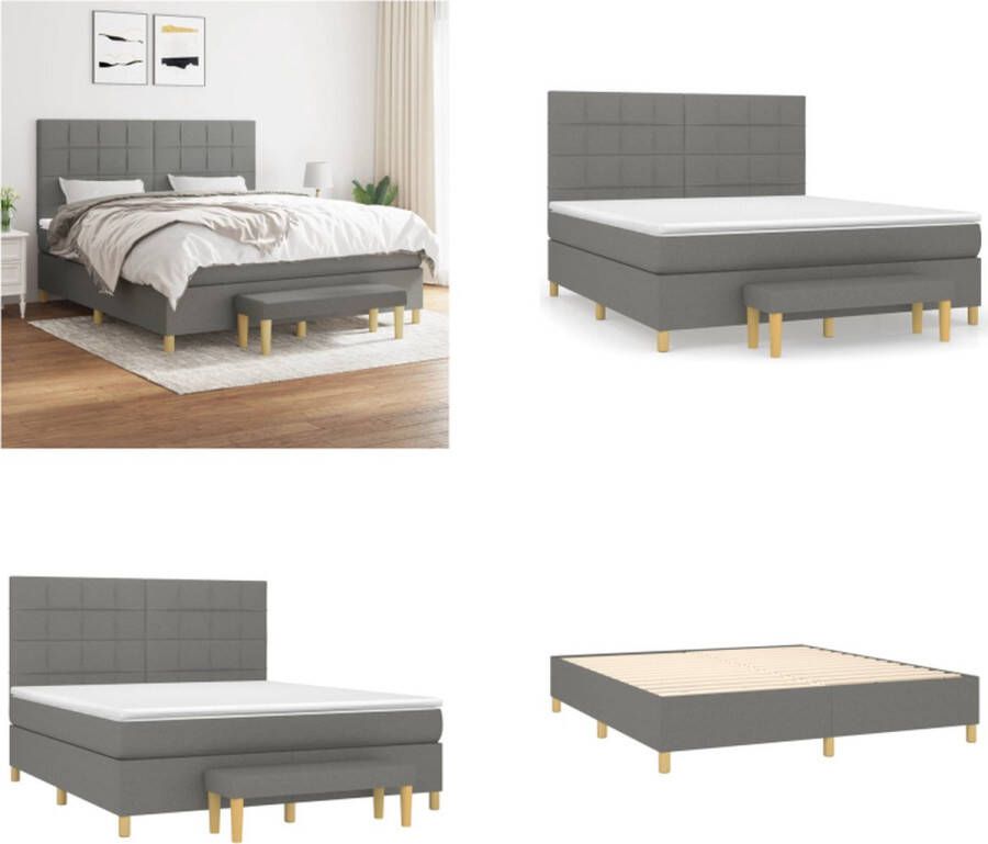 vidaXL Boxspring met matras stof donkergrijs 160x200 cm Boxspring Boxsprings Pocketveringbed Bed