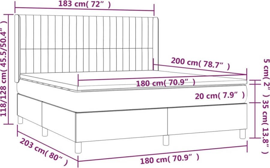 VidaXL -Boxspring-met-matras-stof-donkergrijs-180x200-cm - Foto 1