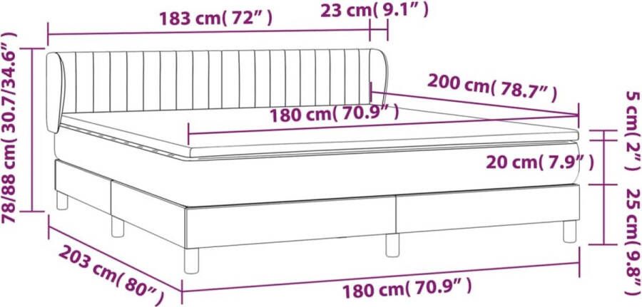 VidaXL -Boxspring-met-matras-stof-donkergrijs-180x200-cm