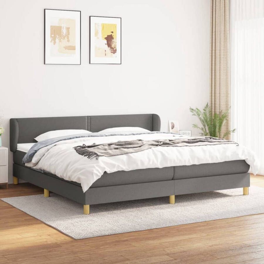 VidaXL -Boxspring-met-matras-stof-donkergrijs-200x200-cm