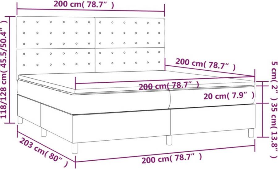 VidaXL -Boxspring-met-matras-stof-donkergrijs-200x200-cm