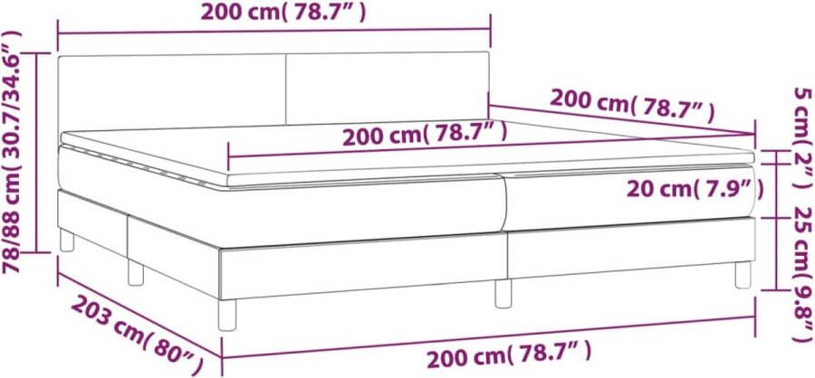 VidaXL -Boxspring-met-matras-stof-donkergrijs-200x200-cm - Foto 2