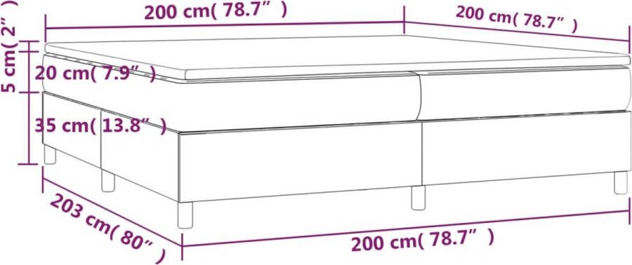 VidaXL -Boxspring-met-matras-stof-donkergrijs-200x200-cm