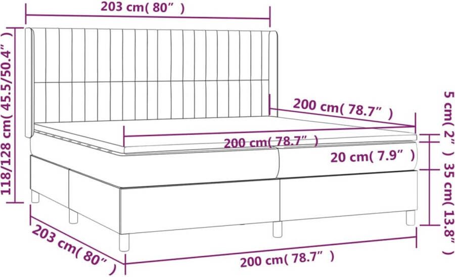 VidaXL -Boxspring-met-matras-stof-donkergrijs-200x200-cm