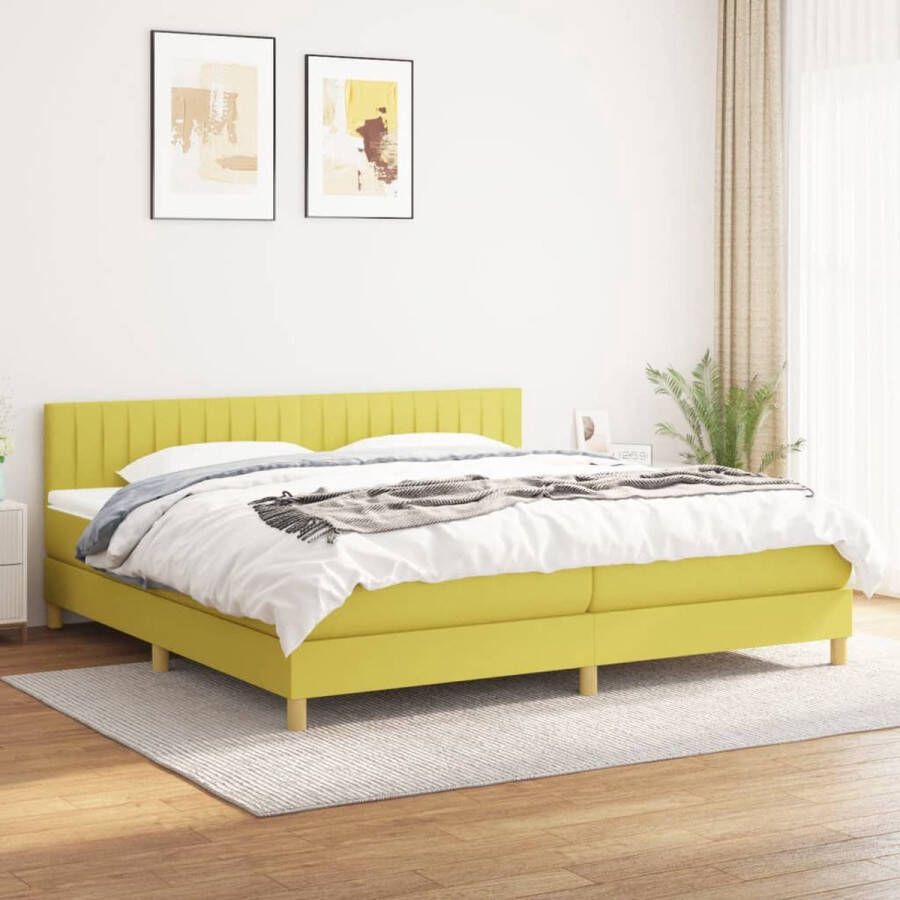 VidaXL -Boxspring-met-matras-stof-groen-200x200-cm - Foto 2