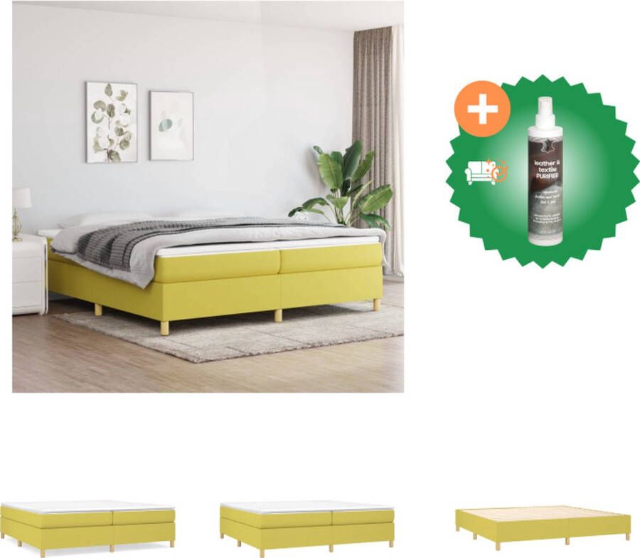 VidaXL Boxspring met matras stof groen 200x200 cm Bed Inclusief Reiniger