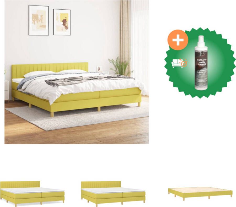 VidaXL Boxspring met matras stof groen 200x200 cm Bed Inclusief Reiniger