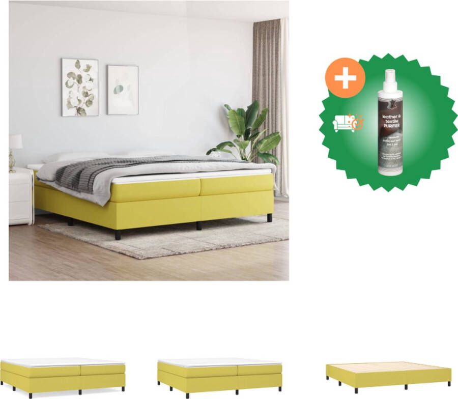 VidaXL Boxspring met matras stof groen 200x200 cm Bed Inclusief Reiniger