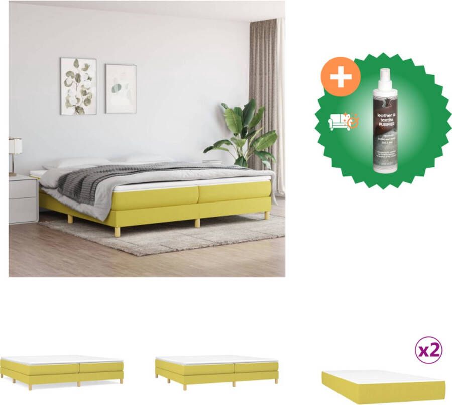 VidaXL Boxspring met matras stof groen 200x200 cm Bed Inclusief Reiniger