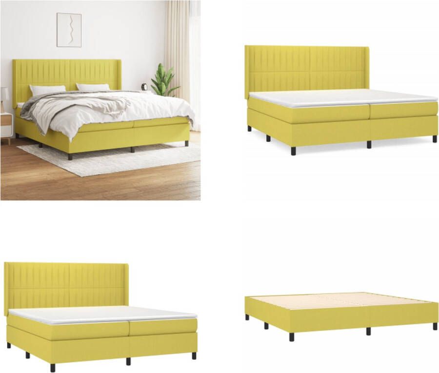VidaXL Boxspring met matras stof groen 200x200 cm Boxspring Boxsprings Bed Slaapmeubel